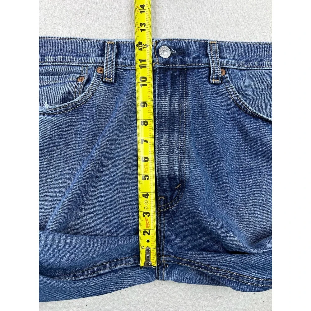 Levis 505 Mens 36x34 Blue Regular Straight 100% Cotton Denim Jeans Med Wash